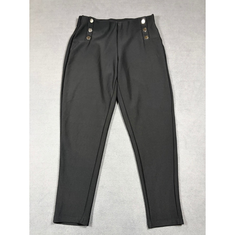 Maze Collection Dress Pants Womens PL Black High Rise Sailor Button Pull On